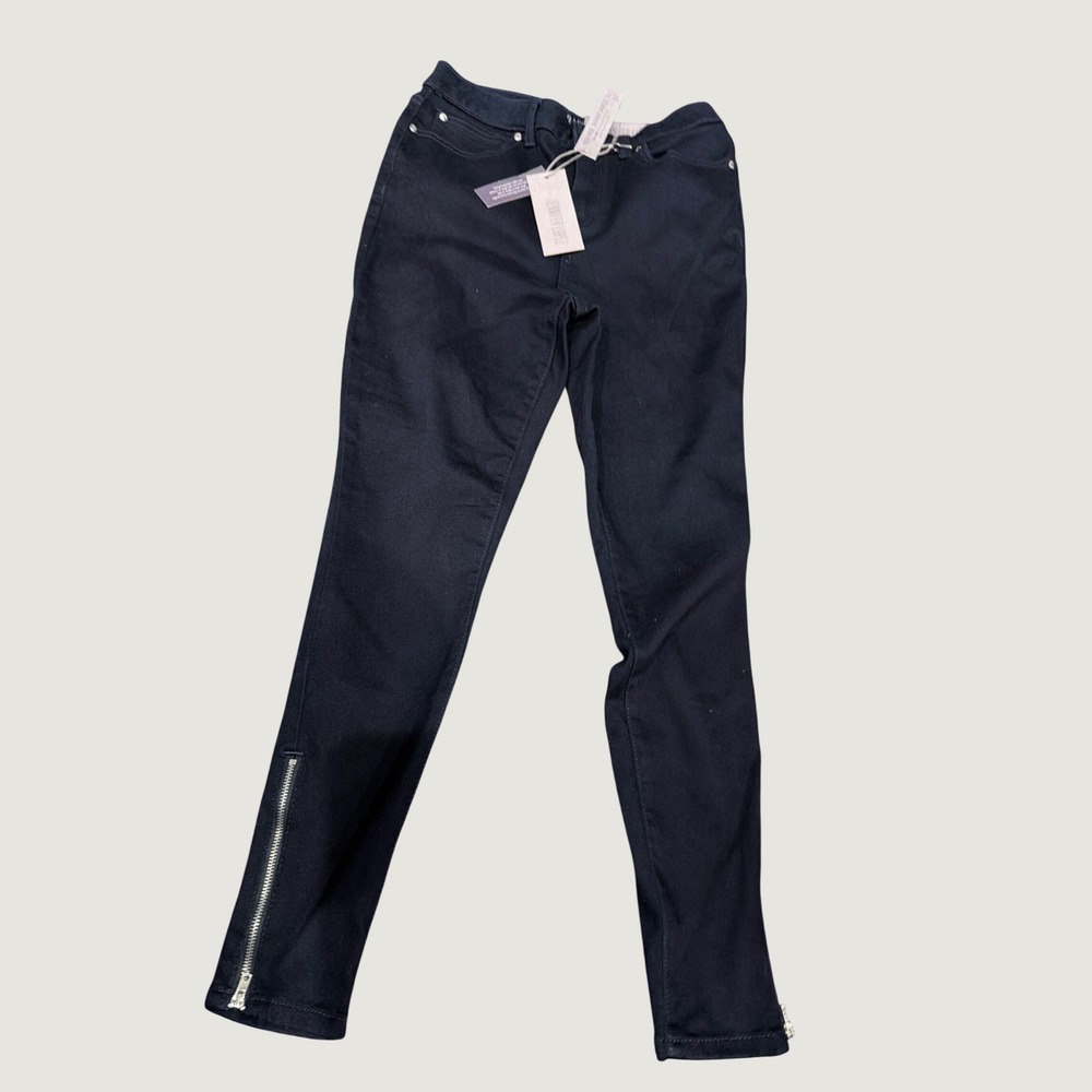 Jennifer Lopez High Rise Skinny Ankle Pants with Side Zippers Black Size 8 NWT